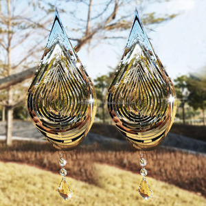 Wind Spinner 3D Wind Sculpture Water Droplets Wind Spinners Hanging Garden Decoration Bird Devices Deterrent to Scare Birds Away - Product Image 3