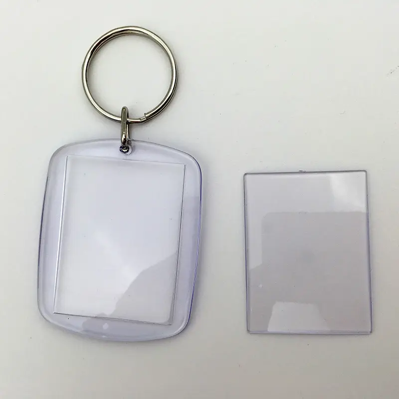 קידום מכירות ריק פלסטיק מלבן ברור תמונה מפתח טבעת