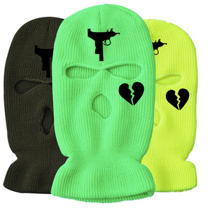 Cagoule de ski en acrylique tricotée unie, personnalisable avec logo brodé, 3 trous, intégrale, unisexe, pour le cyclisme et le sport, vente en gros - Product Image 1