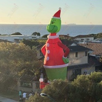 Ballon gonflable géant de Noël Grinch et Père Noël de 20 pieds avec ventilateur intégré, taille personnalisable, par le fabricant Zhenmei