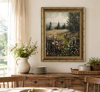 Tableau mural vintage encadré or avec motifs de fleurs sauvages, impression sur toile style campagne française, échantillons OEM ODM prêts en moins d'une journée