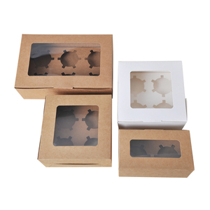 Kraft Paper Bakery Pastry Eclair Boxes Packaging with Clear Display Window Donut Mini Cake Pie Slice Dessert Treat Boxes