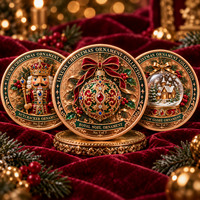 Pièce de monnaie artisanale en cuivre pur 999 de 5 oz, ornement de Noël de luxe personnalisé, relief 3D, impression UV, objet de collection, souvenir commémoratif, cadeau