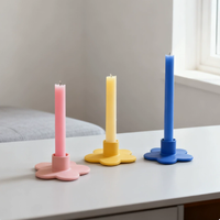Tempat Lilin Keramik Bentuk Bunga Grosir 3 Model Berbeda Alas Lilin Floral Pastel Matte Warna Glasir Kustom Grosir