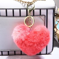 Vente Directe Usine Porte-clés Cœur Peluche Rouge Charm Sac en Feutre Doux Rose Forme d'Anneau Porte-clés en Peluche