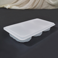 Boîte d'emballage en plastique transparente jetable à 3 compartiments de qualité alimentaire pour nouilles, produits de boulangerie, pâtisseries congelées, chocolat, sucre