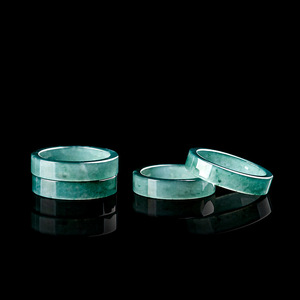 Anillo Cuadrado de Jadeíta Azul Agua de Grado A Natural Tiba, Anillo de Pareja para Hombre y Mujer - Product Image 3
