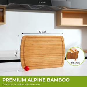 Planche à découper en bambou pré-encollée, planche à découper de boucher, planche à découper avec rainure pour le jus pour la viande, le fromage, les fruits, les légumes - Product Image 3