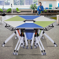 Table de formation pliante modulaire en métal avec roulettes Bureau de conférence empilable de style moderne pour l'école et le bureau