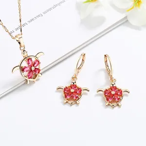 jewelries supplier set collar y aretes largos for little girls turtle earring and necklace gift jewelry for teenagers