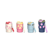 Tazas de café 2 en 1 de gran venta, novedad para viajes, vaso de vino de acero inoxidable con aislamiento al vacío, con tapa y pajita