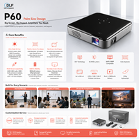 Mini DLP 1080P certifié rétroprojecteur multimédia OS 2G RAM écran miroir fonctions de vue intelligentes compatibilité vidéo P60