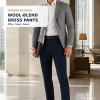 Pantalon de Costume Homme en Mélange de Laine Coupe Slim Formel Anti-Statique Infroissable OEM Marque Privée Vente en Gros