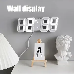 Horloge numérique LED 3D Décoration murale Décoration de chambre Esthétique Table de chevet Réveil Décorations de bureau Chambre électronique - Product Image 4