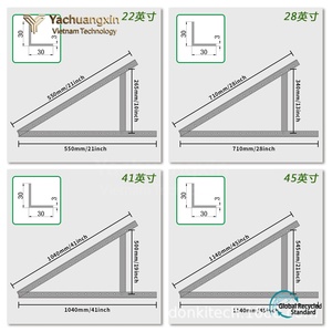 Support triangulaire réglable en acier zingué, épaisseur 3 mm, structure standard pour montage - Product Image 4