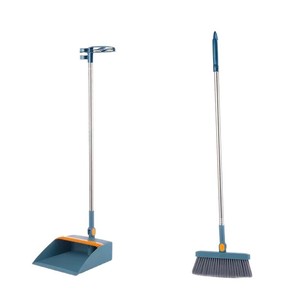 Standing Foldable Broom And Dustpan Set <b>Plastic</b> Handle Indoor Cleaning Tool With Storage Design - Product Image 5