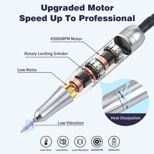 เครื่องเจียรเล็บไฟฟ้าแบบพกพา 45000 รอบต่อนาที ชาร์จผ่าน USB ความเร็วสูง สำหรับขัดแต่งเล็บมือและเล็บเท้า เหมาะสำหรับร้านเสริมสวย - Product Image 5