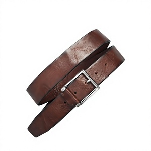 Hot Selling Vintage European Western Style Distressed Solid Leather Pin Belt Handcrafted Cow Hide Steel Square Skull Design - Product Image 1