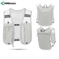 Gilet de course à pied avec porte-bouteille souple et poche zippée pour téléphone, respirant et réfléchissant, idéal pour le marathon