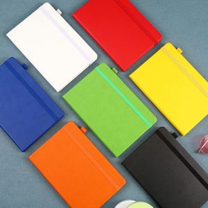 Carnet de notes A5 à couverture rigide en cuir PU, ligné, avec reliure cousue, imprimé orange personnalisé, avec porte-stylo – Promotion - Product Image 2