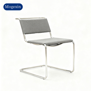 Silla de Ocio Moderna de Acero Inoxidable para una Persona, con Superficie de Cuero, para Oficina en Casa, Sala de Estar, Apartamento o Uso en Exteriores - Product Image 4