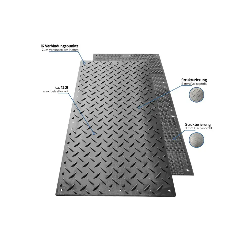 High Hardness Portable Polyethylene HDPE 4x8 ft Virgin uv PE subgrade board Material Playground Access ground protection mats