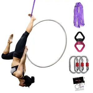 Aro Aéreo profesional <span class=keywords><strong>de</strong></span> acero inoxidable 1Tab 37 "95cm para <span class=keywords><strong>acrobacias</strong></span> Circus Aerial Lyra Hoop Set - Product Image 1