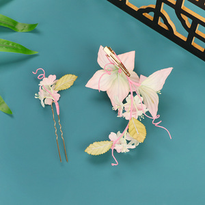 Nouveau design original 2025, accessoire de coiffure Hanfu rose dégradé fait main de haute qualité, pince à cheveux, ornement capillaire avec motif perforé - Product Image 5