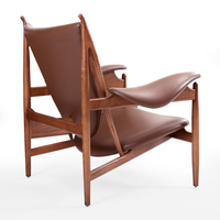 Fauteuil de loisir moderne en cuir véritable en gros, bois massif pour meubles de maison, salon, chambre à coucher, appartement, hôtel