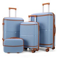 Ensemble de 4 valises de voyage rigides en PP avec roulettes, fermeture éclair anti-explosion durable et poignée télescopique verrouillable