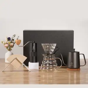 Hot Sale Portable High Quality Coffee Maker Set Coffee Grinder Dripper Filter Kettle Travel Gift Kit