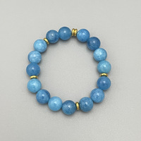 Bracelet élastique en acier inoxydable doré 18 carats avec de grandes perles de pierres précieuses naturelles pour femme