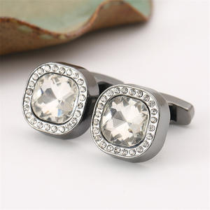 Boutons de manchette fantaisie en alliage de cuivre pour hommes, avec micro-inserts, pour mariages, fiançailles et anniversaires (vente en gros) - Product Image 3