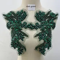 Offre Spéciale mariée cristal Patch Fuchsia strass corsage perlé Applique or Rose pour ceinture robe d'épaule