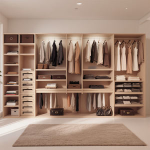 BALOM Armoire de luxe sur mesure, mobilier de chambre à coucher, armoires modulaires modernes en bois massif, placards, organisateurs de rangement - Product Image 1