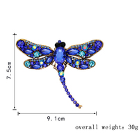 Broche libellule unisexe grande taille vente en gros de strass pour décoration de cadeau de fête de mariage pour vêtements broches de mode