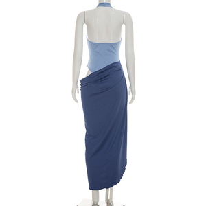 Viviblook D26DS176 Vestido de Verano para Mujer, Nuevo, Color Sólido, Casual, con Bloques de Color, Halter, Abertura Lateral, Maxi, para Fiesta de Noche - Product Image 2