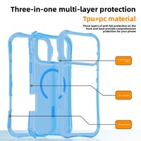 Coque de téléphone magnétique antichute 3-en-1 en TPU, design ultra-fin, pour iPhone 14 15 16 Plus 16 17 Air Pro Pro Max