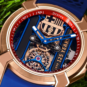 Горячая новинка: Мужские часы JACOB Limited Edition с многофункциональным циферблатом из розового золота, синим силиконовым ремешком, спортивные механические часы - Product Image 3