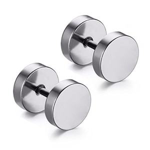 Dumbbell Style Stainless Steel Earrings Faux Gauges Ear Tunnel Stretcher Body Jewelry Nose Rings - Product Image 4