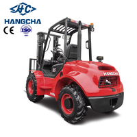 Chariot élévateur tout-terrain diesel à quatre roues motrices Hangcha, capacité 3,5t, mât à deux/trois étages, pneus pneumatiques pour moteur