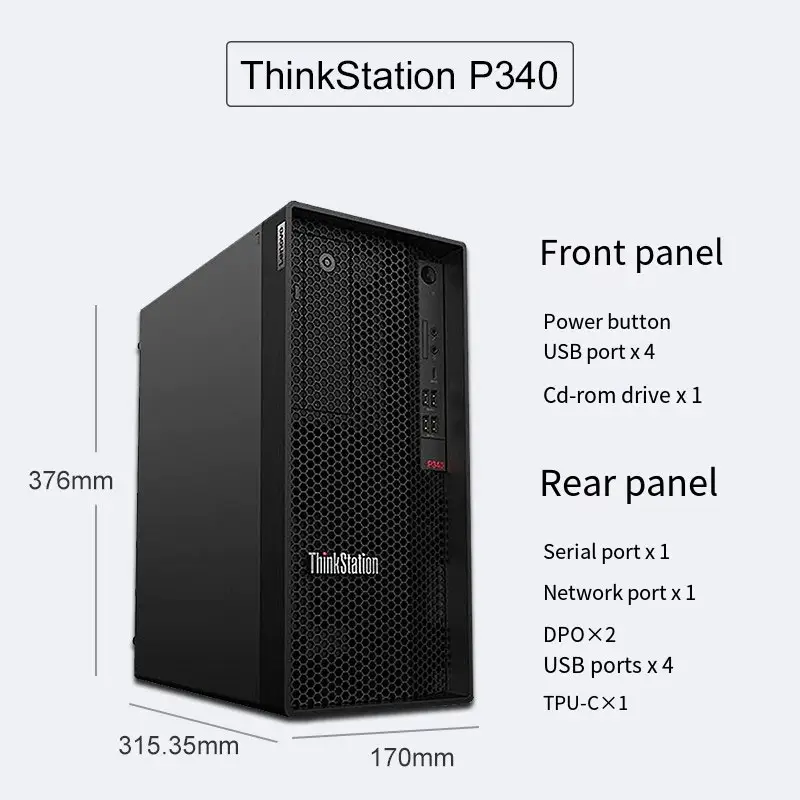 Stasiun kerja grafis Lenovo mode Terbaik P340 I7 I9 menara GPU desain Desktop Rendering pemodelan kantor penyimpanan komersial