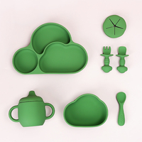 Ensemble d'alimentation pour bébé en silicone de qualité alimentaire, librement combinable, sans BPA, avec bavoir et assiette pour tout-petits, et ustensiles pour bébés de 6 mois et plus