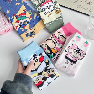 WZ-267 chaussettes d'équipage de dessin animé japonais avec détail de manchette automne femmes mignon mélange de coton Anime Design - Product Image 2