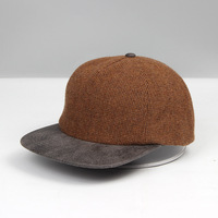 Casquette de baseball rétro en tweed écossais tissé, bicolore, en faux daim, à visière plate, 5 panneaux, mélange de laine, style streetwear hiver, hip-hop