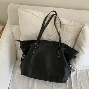 Sac cabas pour femme, grande capacité, cuir souple, fermeture éclair noire, usage quotidien décontracté - Product Image 1