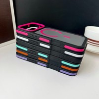 Coque en acrylique pour iPhone 17 Pro Max, style Ins, design color-block, finition mate, protection intégrale magnétique