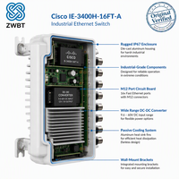 Commutateur Cisco Catalyst IE-3400H-16FT-A, robuste, IP67, 16x FE M12 D-Coded, -40°C à 75°C, montage mural, sans ventilateur, Network Advantage