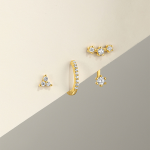 Nouveaux designs S925, ensemble de bijoux tendance, plaqué or 18 carats, boucles d'oreilles à clous en zircon, boucles d'oreilles créoles - Product Image 2