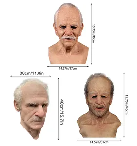 Man Woman Halloween Cosplay Masquerade Realistic Adults Latex Scary Full Head Creepy Wrinkle Old Man Mask